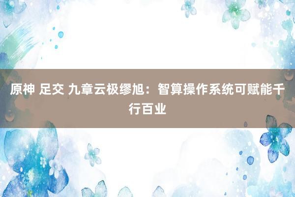 原神 足交 九章云极缪旭：智算操作系统可赋能千行百业