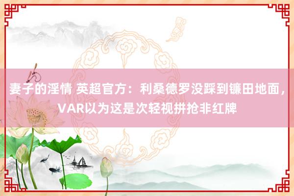 妻子的淫情 英超官方：利桑德罗没踩到镰田地面，VAR以为这是次轻视拼抢非红牌