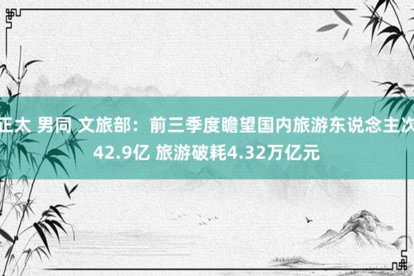 正太 男同 文旅部：前三季度瞻望国内旅游东说念主次42.9亿 旅游破耗4.32万亿元