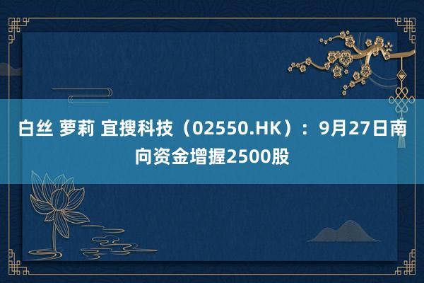 白丝 萝莉 宜搜科技（02550.HK）：9月27日南向资金增握2500股