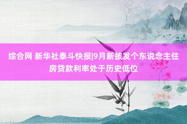 综合网 新华社泰斗快报|9月新披发个东说念主住房贷款利率处于历史低位