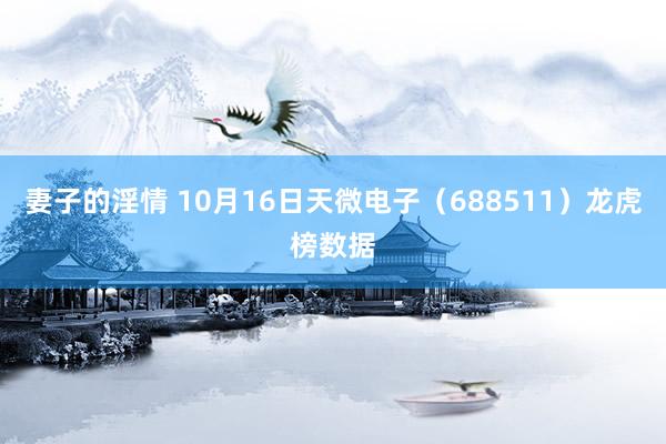 妻子的淫情 10月16日天微电子（688511）龙虎榜数据