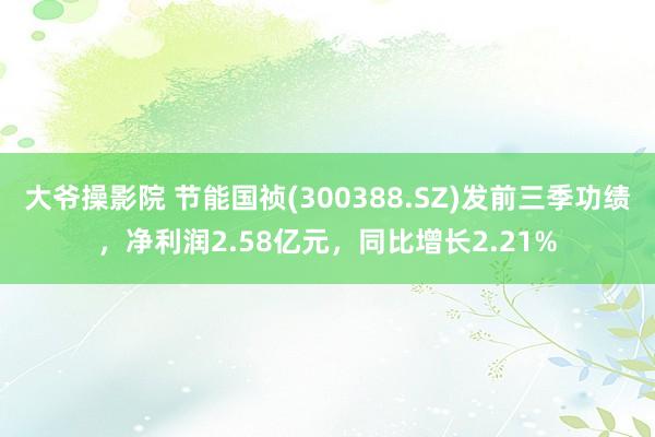 大爷操影院 节能国祯(300388.SZ)发前三季功绩，净利润2.58亿元，同比增长2.21%