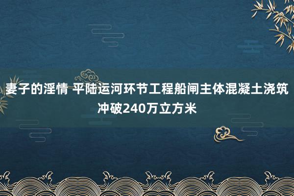 妻子的淫情 平陆运河环节工程船闸主体混凝土浇筑冲破240万立方米