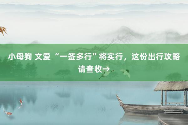 小母狗 文爱 “一签多行”将实行，这份出行攻略请查收→