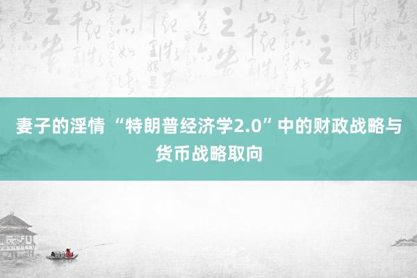 妻子的淫情 “特朗普经济学2.0”中的财政战略与货币战略取向