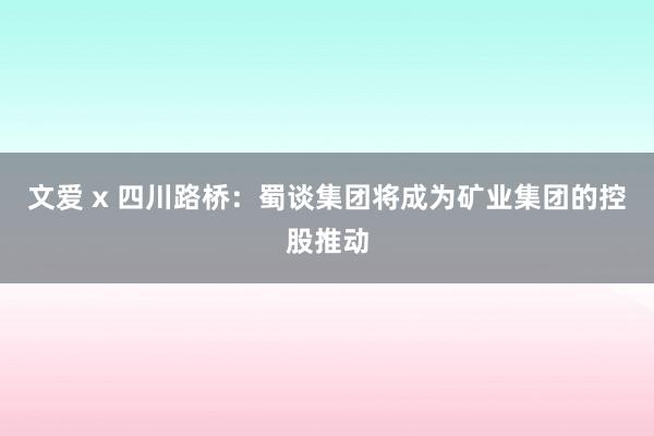 文爱 x 四川路桥：蜀谈集团将成为矿业集团的控股推动