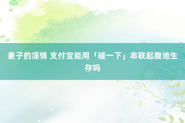 妻子的淫情 支付宝能用「碰一下」串联起腹地生存吗