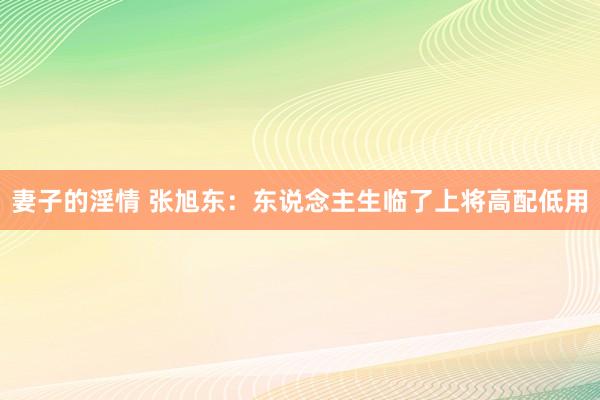 妻子的淫情 张旭东：东说念主生临了上将高配低用