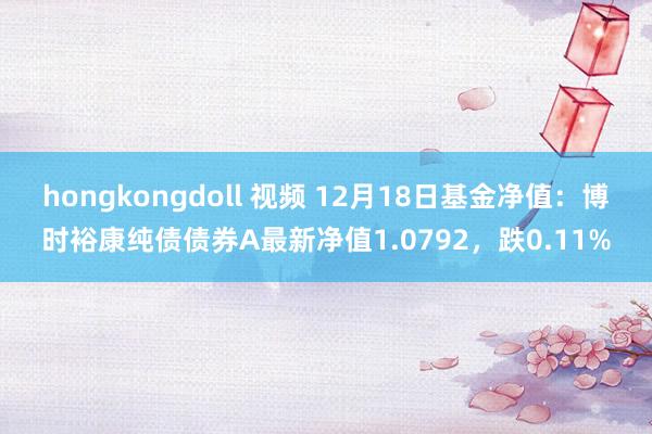 hongkongdoll 视频 12月18日基金净值：博时裕康纯债债券A最新净值1.0792，跌0.11%