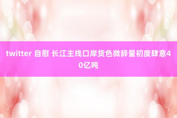 twitter 自慰 长江主线口岸货色微辞量初度肆意40亿吨