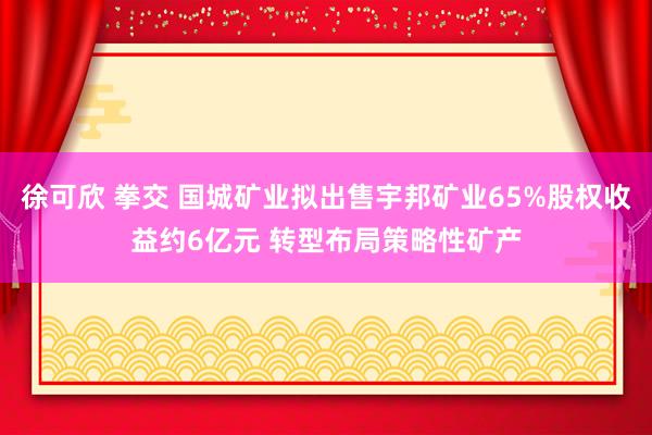 徐可欣 拳交 国城矿业拟出售宇邦矿业65%股权收益约6亿元 转型布局策略性矿产