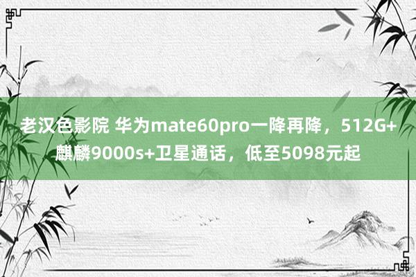 老汉色影院 华为mate60pro一降再降，512G+麒麟9000s+卫星通话，低至5098元起