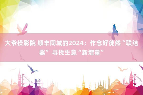 大爷操影院 顺丰同城的2024：作念好徒然“联结器” 寻找生意“新增量”