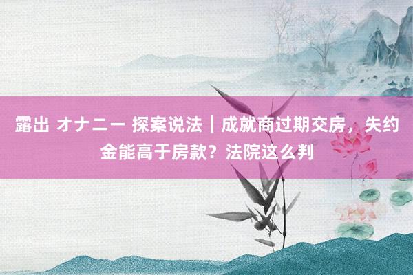 露出 オナニー 探案说法｜成就商过期交房，失约金能高于房款？法院这么判