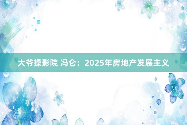 大爷操影院 冯仑：2025年房地产发展主义