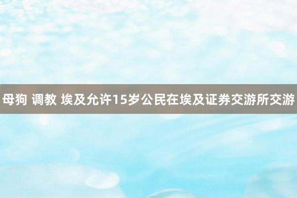 母狗 调教 埃及允许15岁公民在埃及证券交游所交游