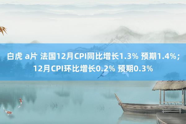 白虎 a片 法国12月CPI同比增长1.3% 预期1.4%；12月CPI环比增长0.2% 预期0.3%