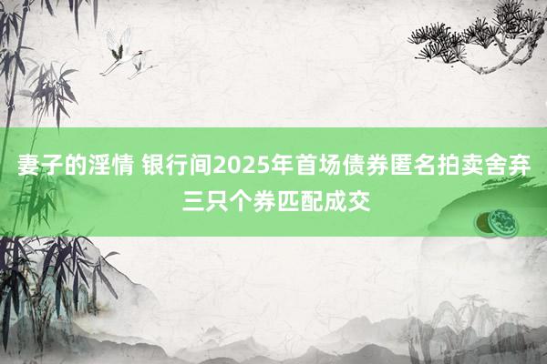 妻子的淫情 银行间2025年首场债券匿名拍卖舍弃 三只个券匹配成交