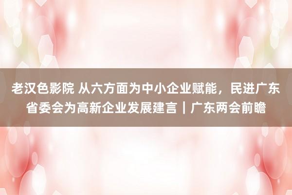 老汉色影院 从六方面为中小企业赋能，民进广东省委会为高新企业发展建言｜广东两会前瞻