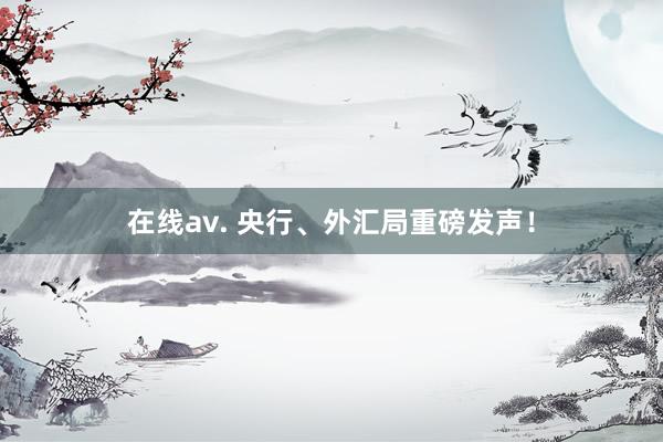 在线av. 央行、外汇局重磅发声！